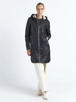 Maze Damen Ledermantel in schwarz