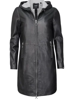 Maze Damen Ledermantel in schwarz
