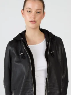 Maze Damen Ledermantel in schwarz