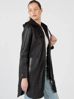 Maze Damen Ledermantel in schwarz