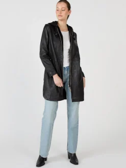 Maze Damen Ledermantel in schwarz