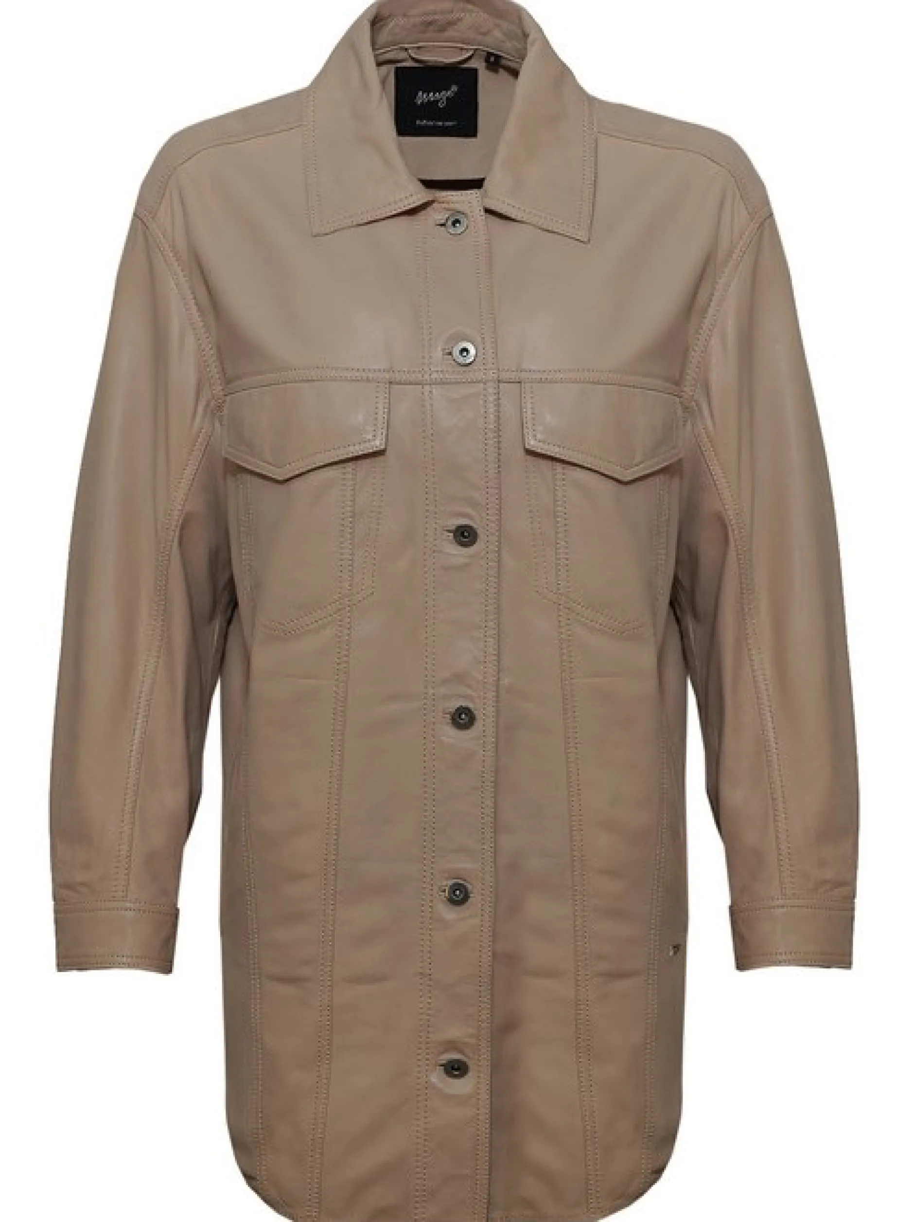 Maze Damen Ledermantel in taupe