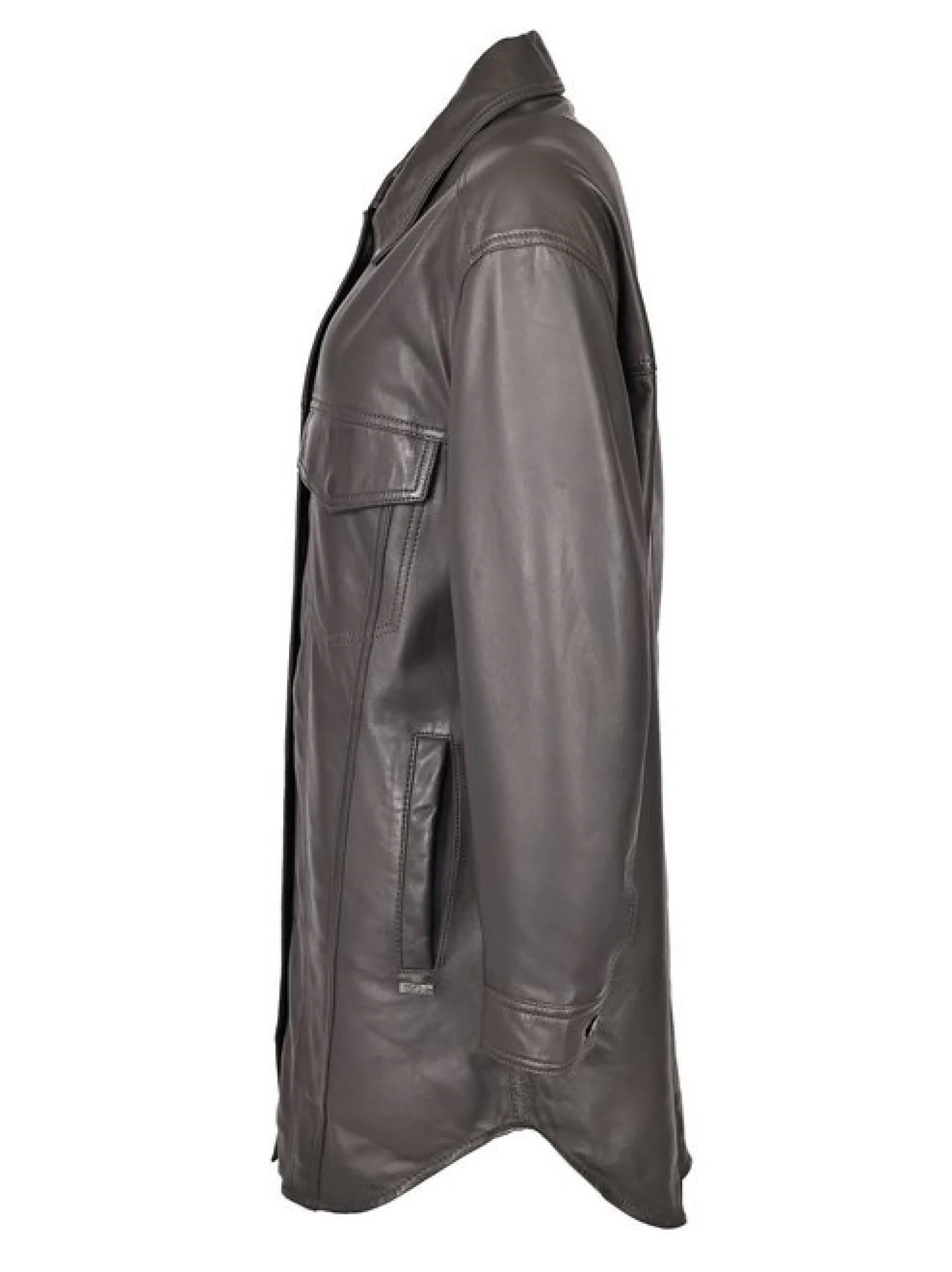 Maze Damen Ledermantel in taupe