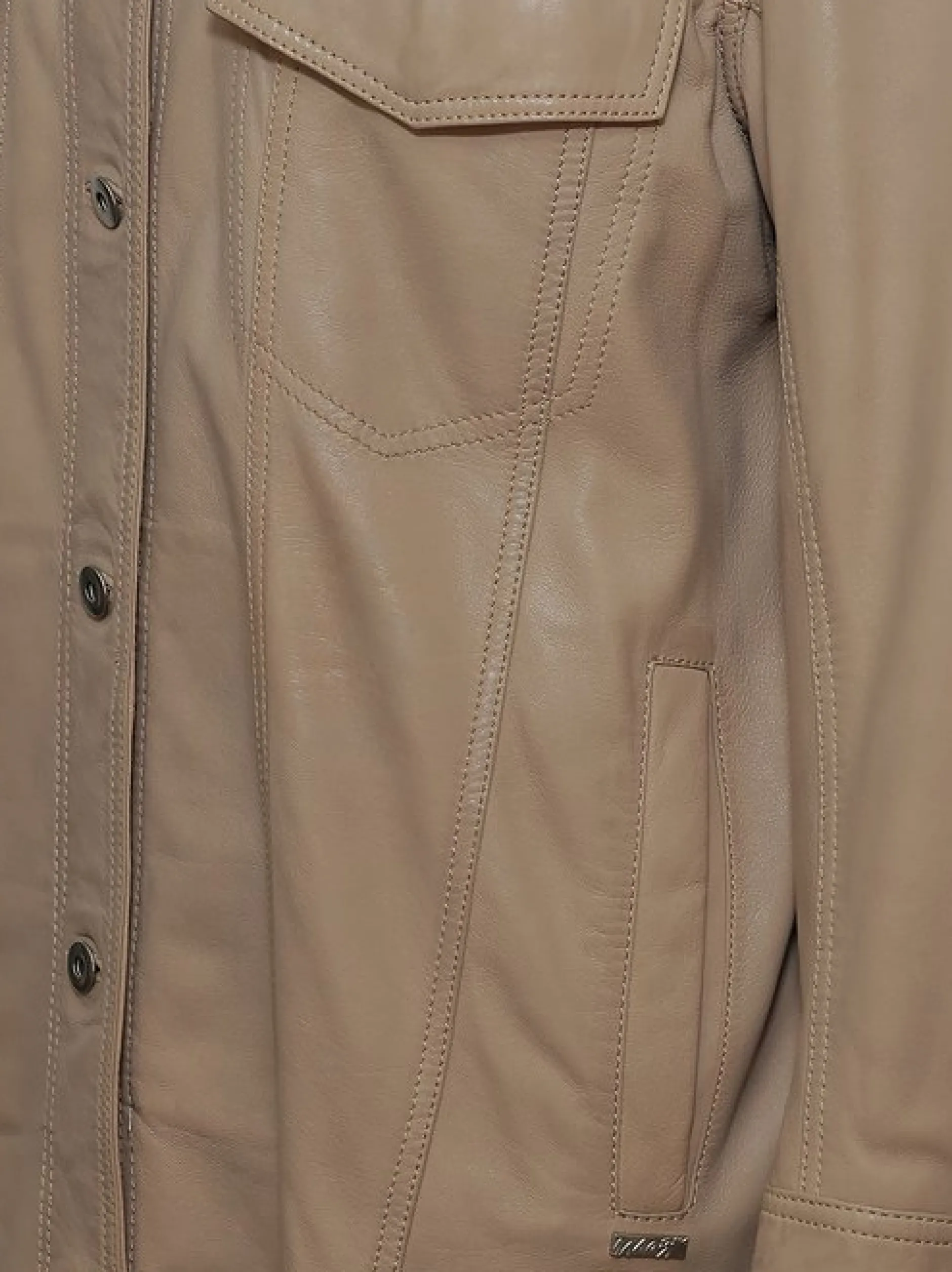 Maze Damen Ledermantel in taupe