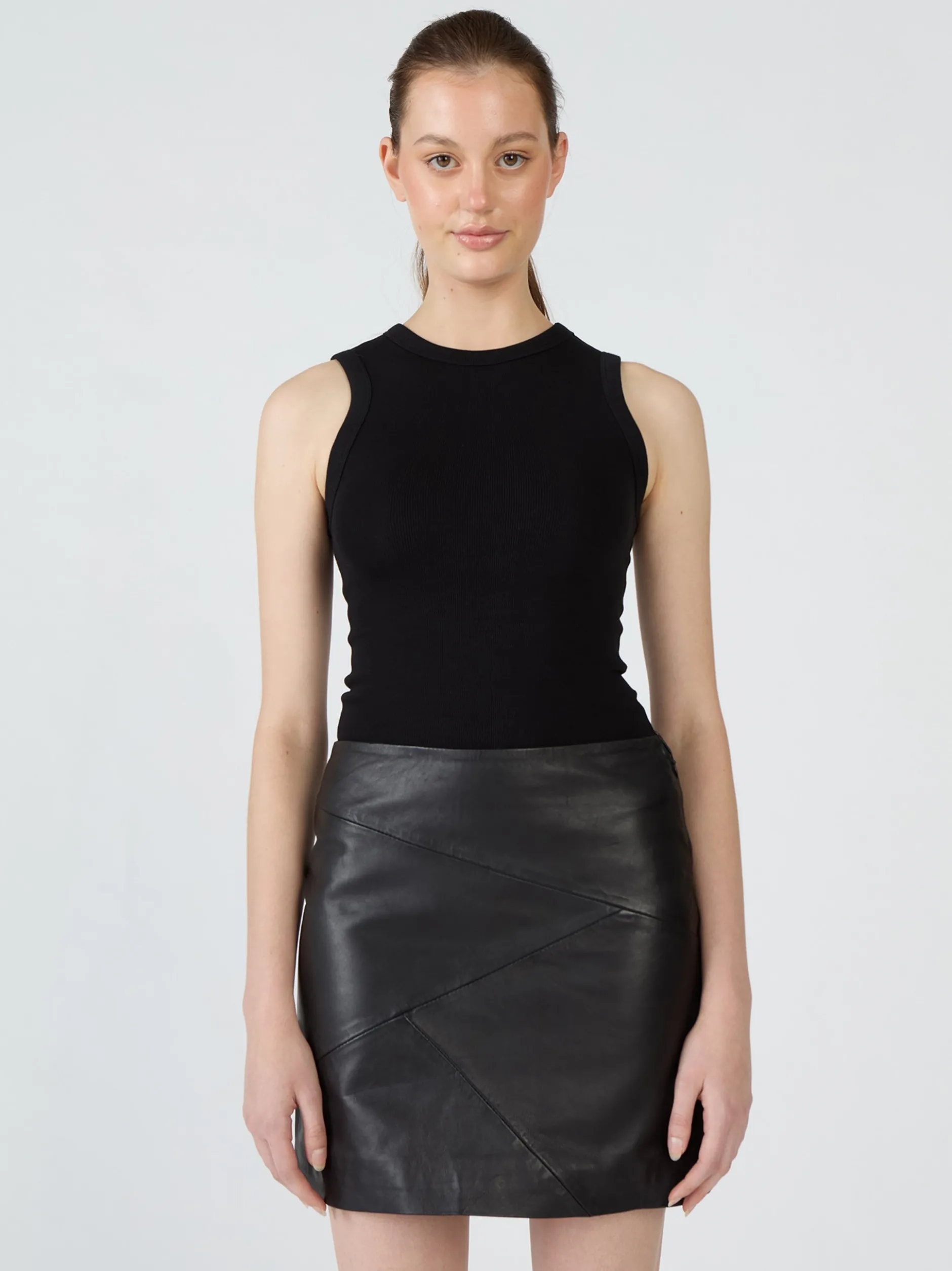 Maze Damen Lederrock in schwarz