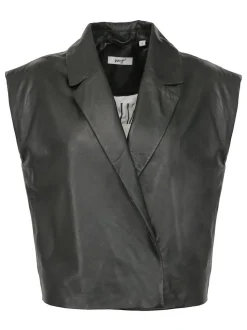 Maze Damen Lederweste in schwarz