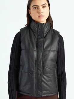 Maze Damen Lederweste in schwarz