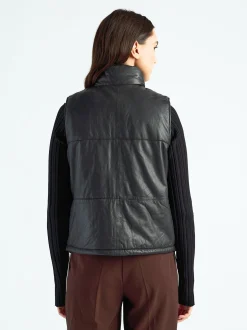 Maze Damen Lederweste in schwarz