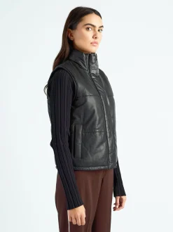 Maze Damen Lederweste in schwarz