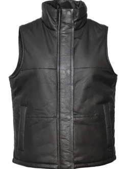Maze Damen Lederweste in schwarz