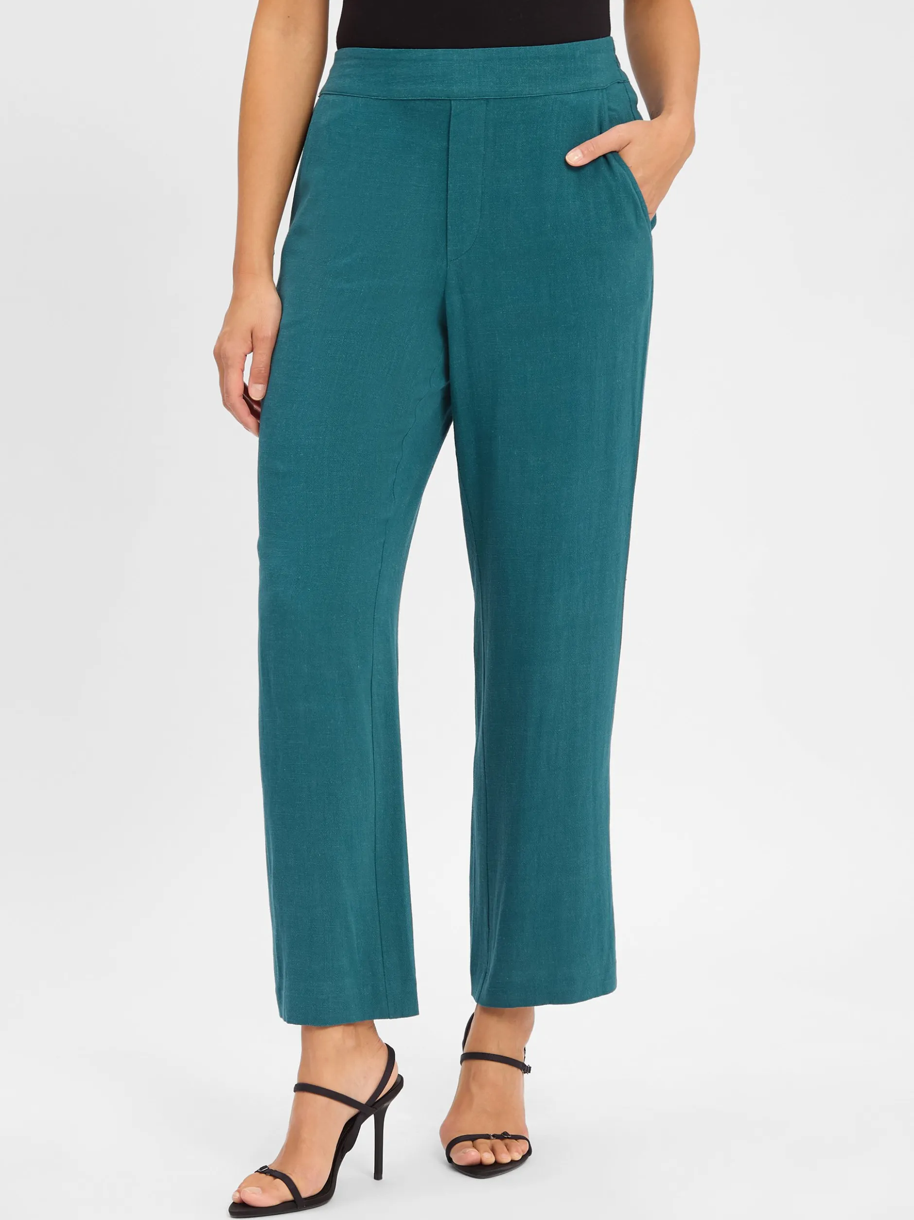 mbyM Damen Hose mit Leinen-Anteil - Emmett-M in smaragd