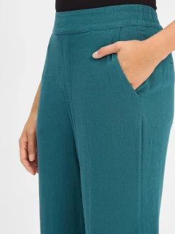 mbyM Damen Hose mit Leinen-Anteil - Emmett-M in smaragd