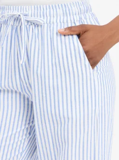 mbyM Damen Hose mit Leinen-Anteil - Grasielle-M in weiß hellblau