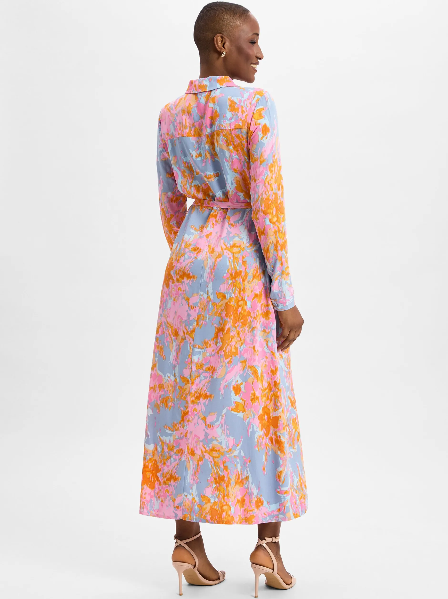 mbyM Damen Sommerkleid - Sicca -M in orange mehrfarbig