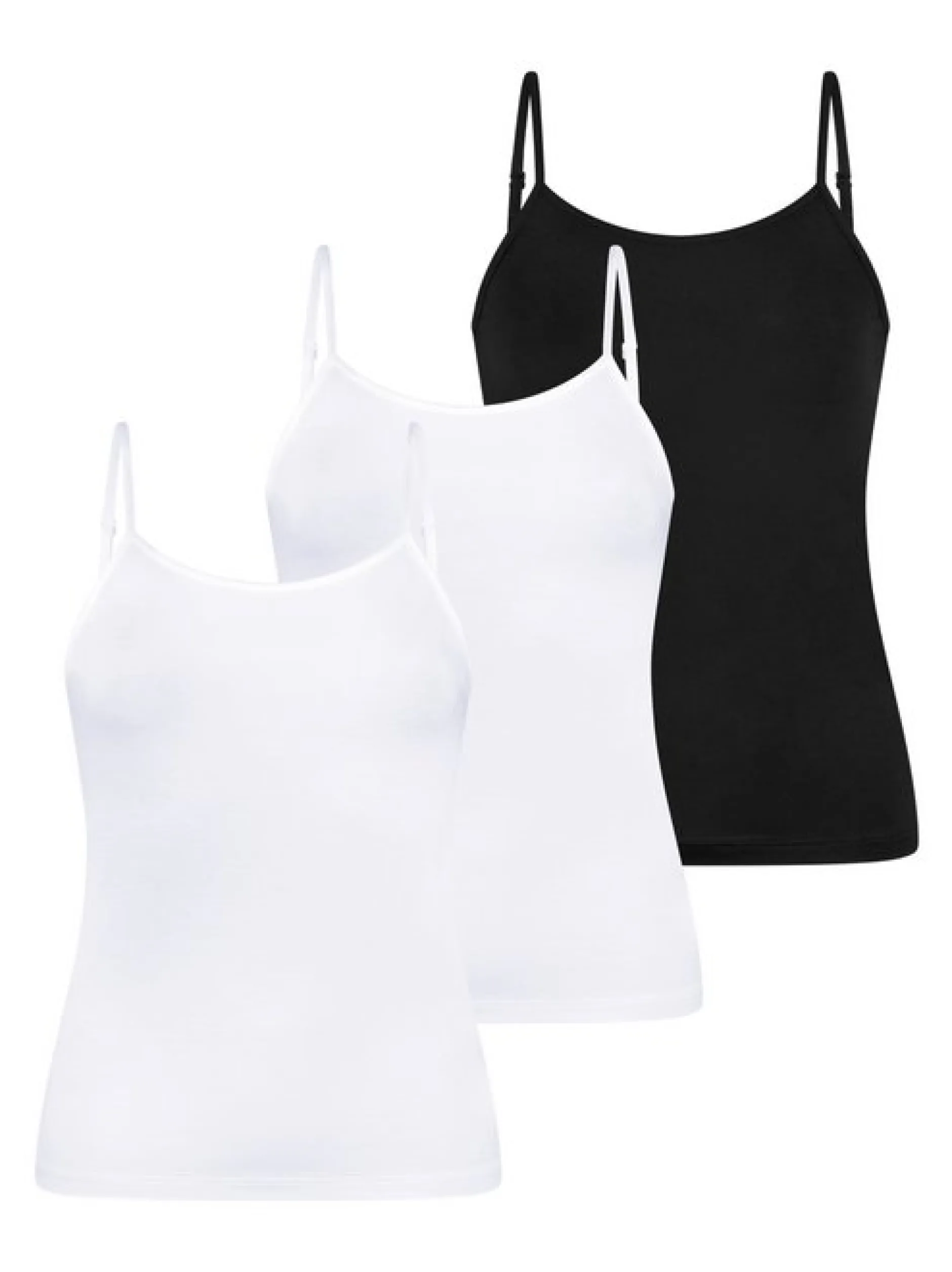 Mey Damen Spaghetti Tops im 3er-Pack in mehrfarbig