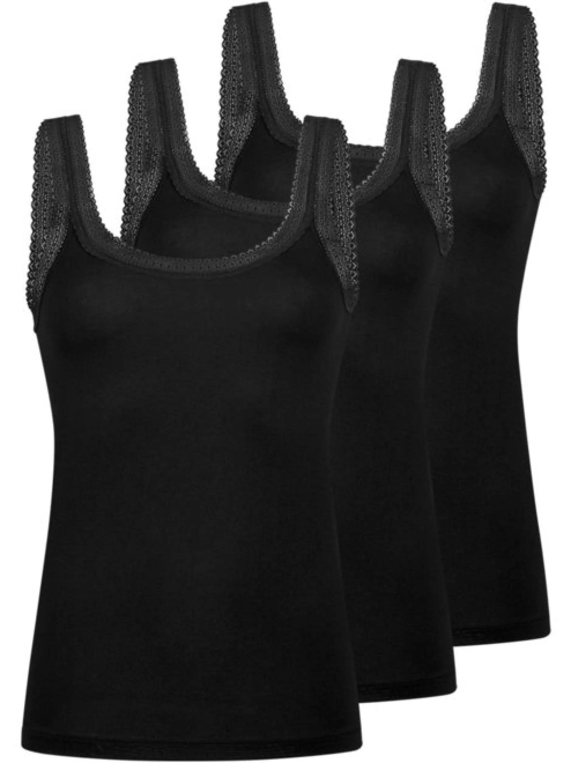 Mey Damen Unterhemden im 3er-Pack in schwarz