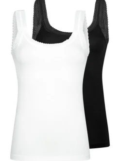 Mey Damen Unterhemden im 2er-Pack in schwarz weiß