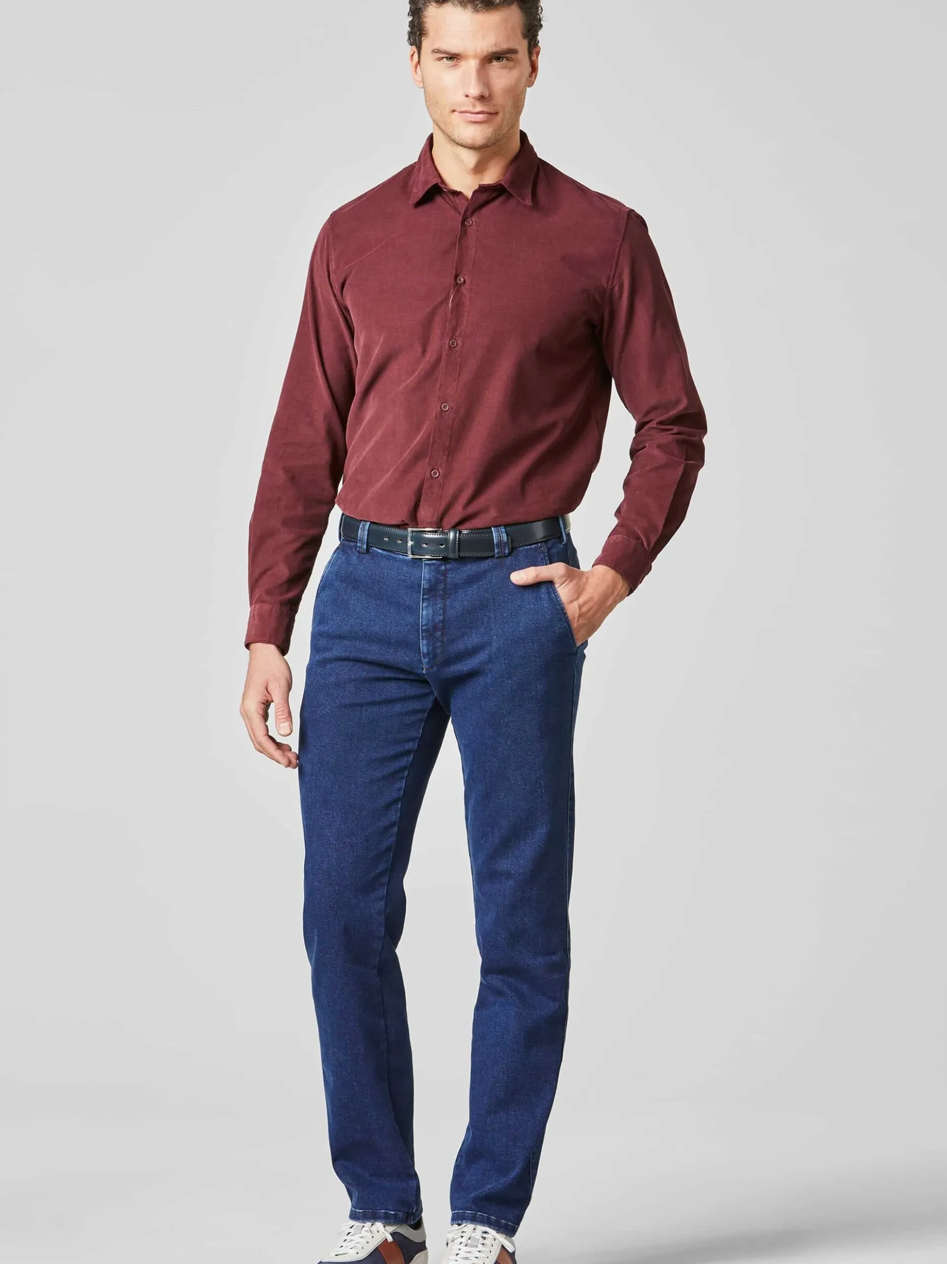 MEYER Herren Chino-Hose - Bonn in blau - Länge: lang