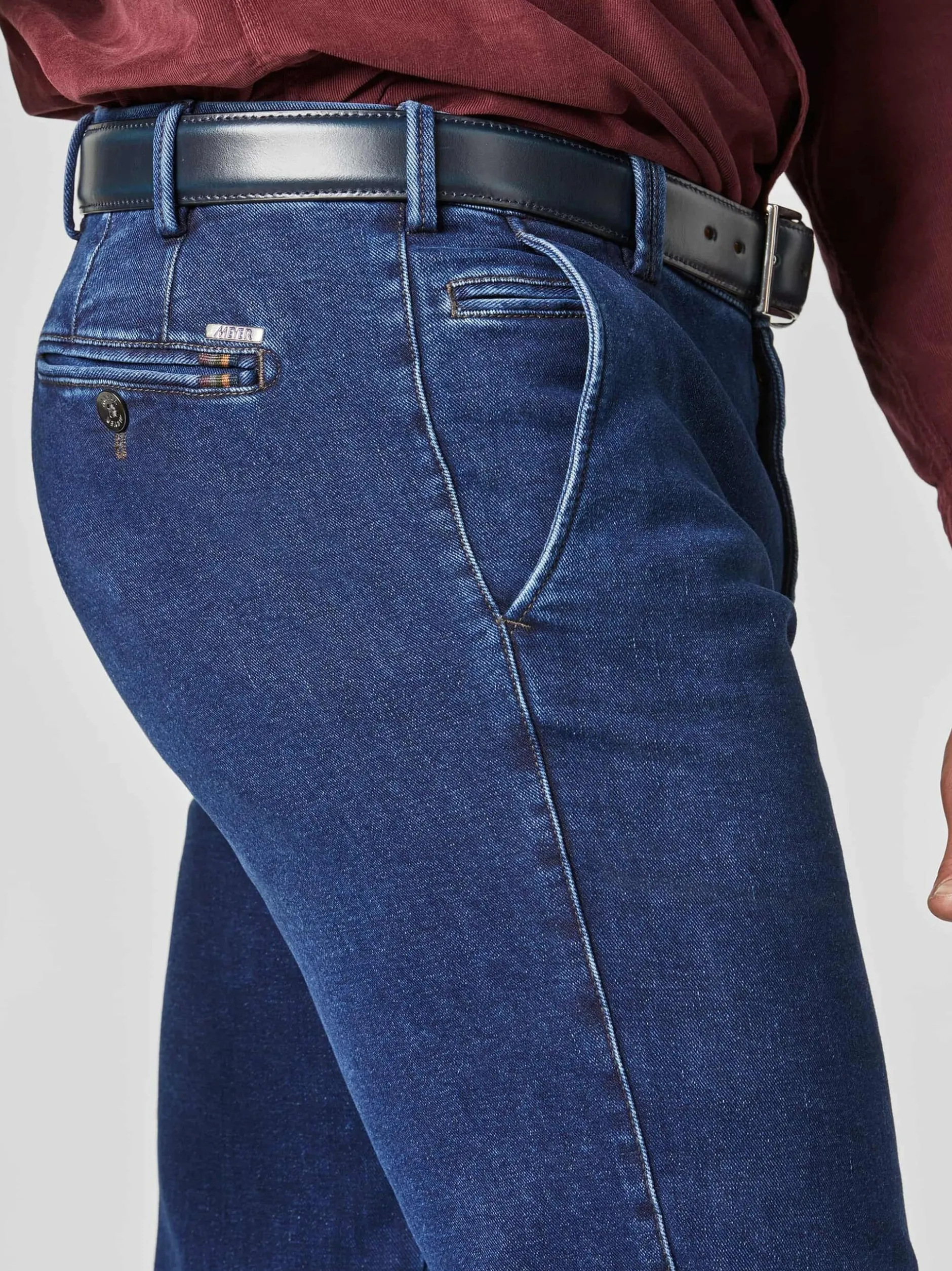 MEYER Herren Chino-Hose - Bonn in blau - Länge: lang