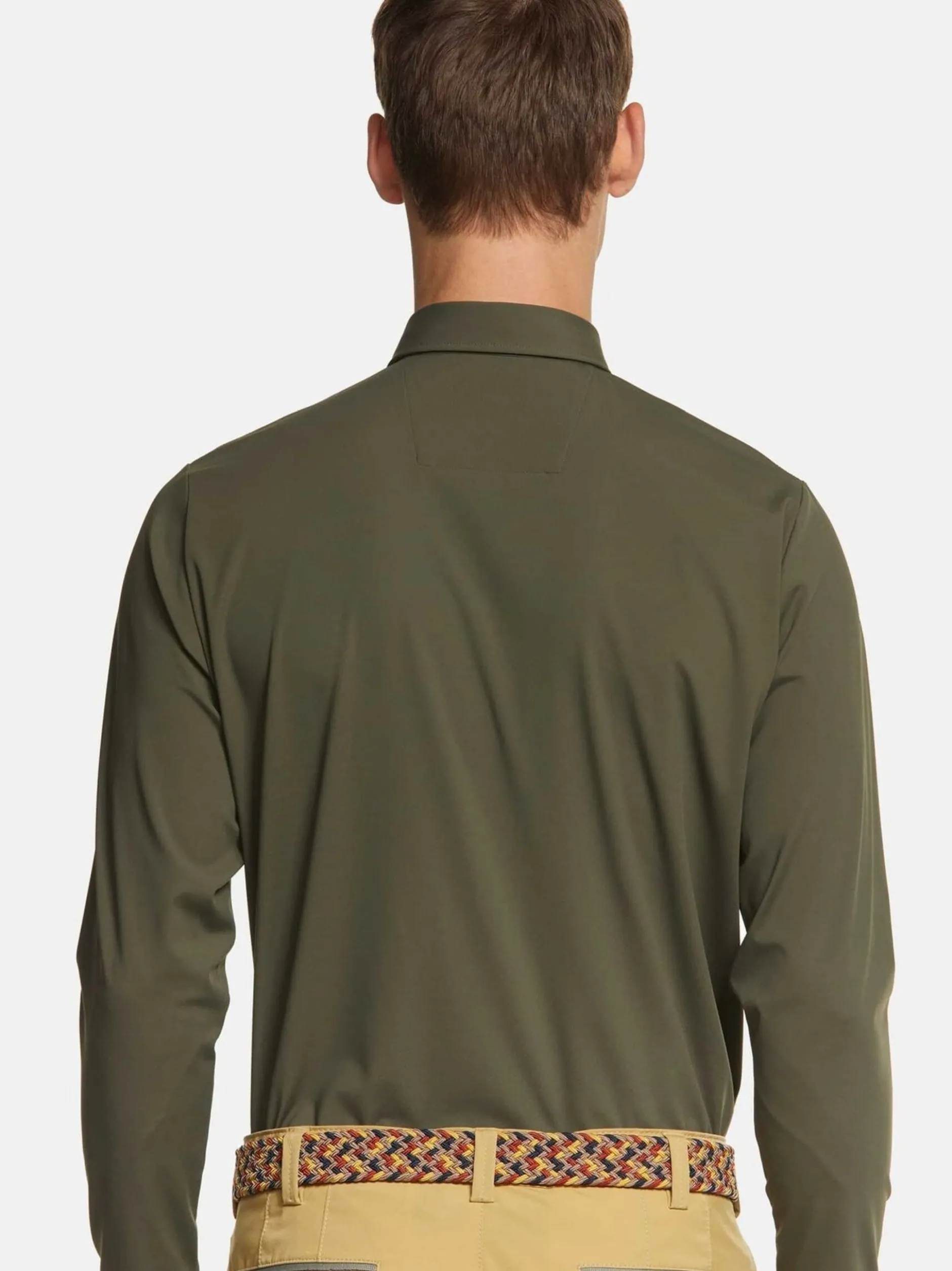 MEYER Herren Poloshirt - Bryson in oliv - Ärmel: langarm