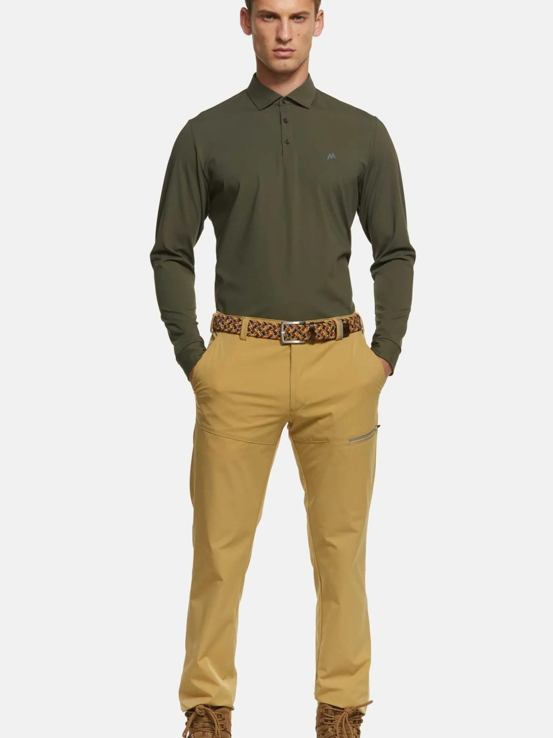 MEYER Herren Poloshirt - Bryson in oliv - Ärmel: langarm