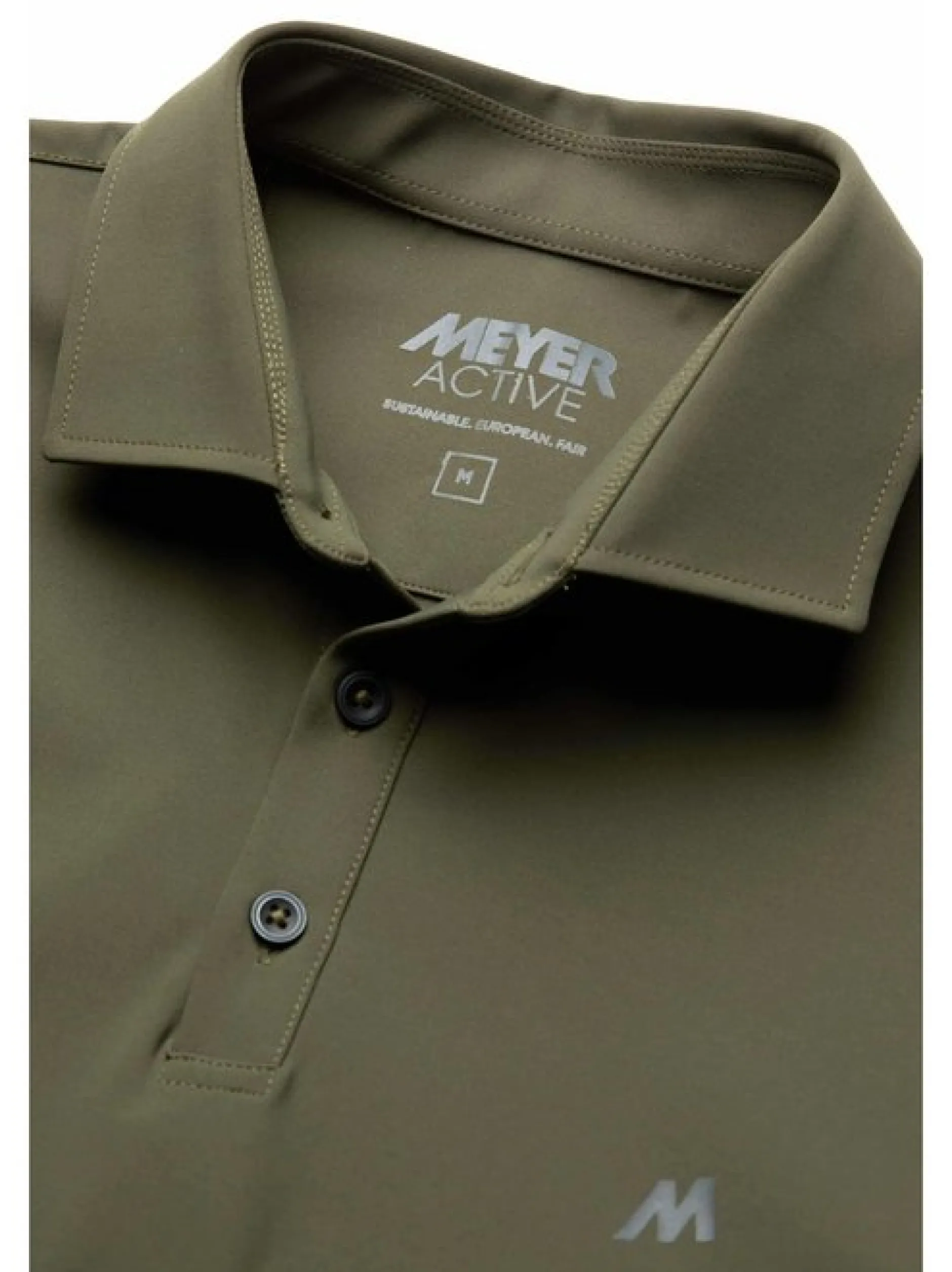 MEYER Herren Poloshirt - Bryson in oliv - Ärmel: langarm