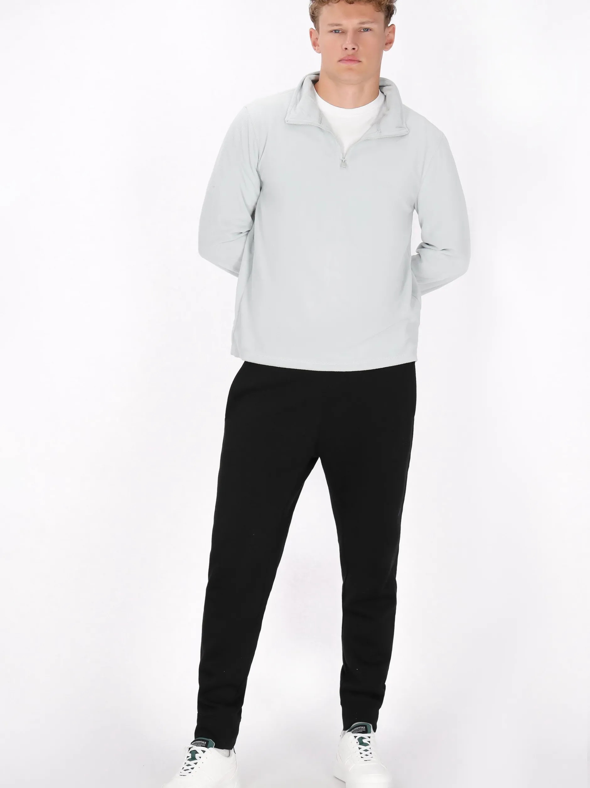 Mo Herren Fleecepullover in türkis