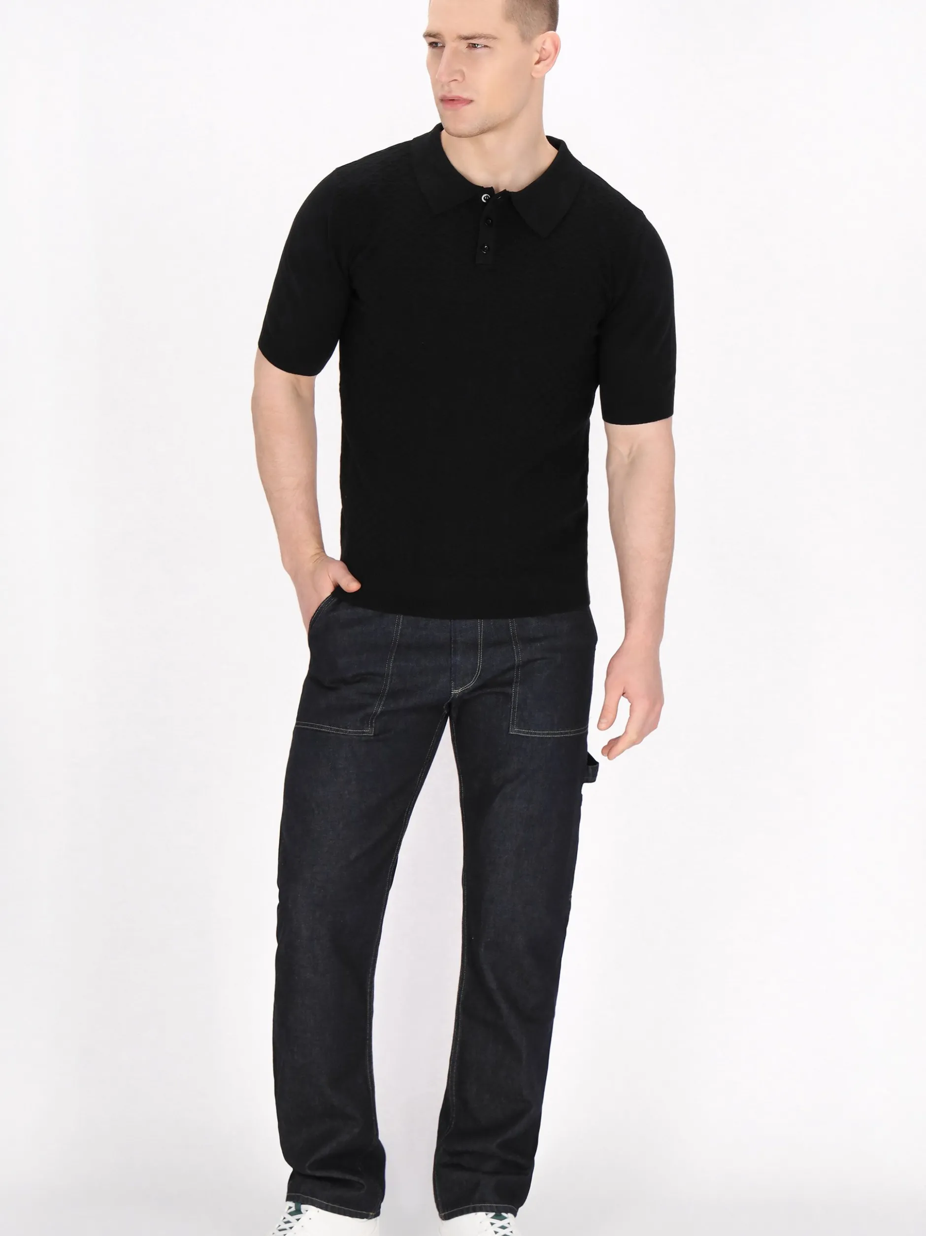 Mo Herren Poloshirt in schwarz
