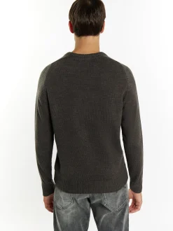Mo Herren Pullover in anthrazit - Ausschnitt: Rundhals