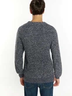 Mo Herren Pullover in marine - Ausschnitt: Rundhals