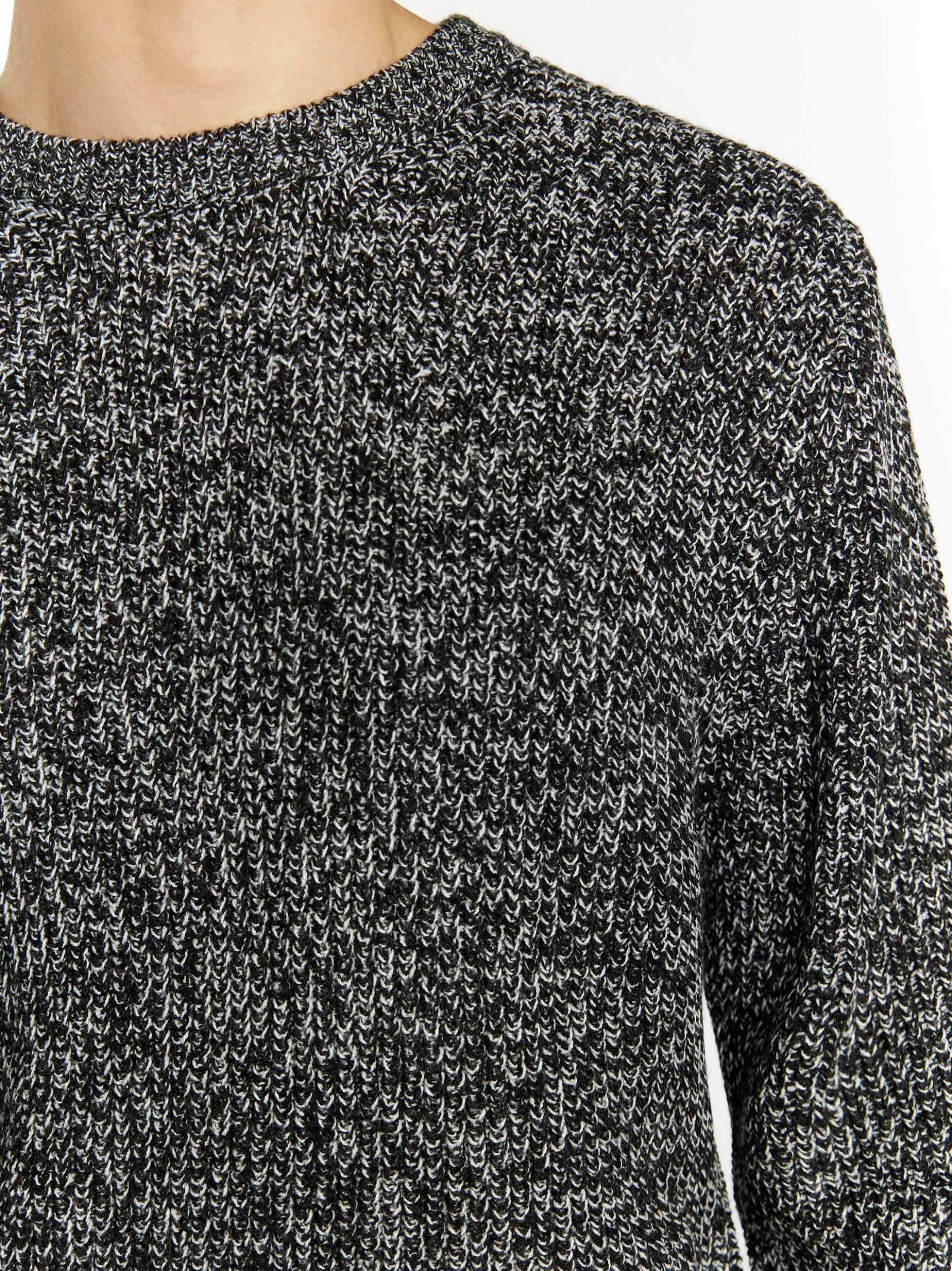 Mo Herren Pullover in schwarz - Ausschnitt: Rundhals
