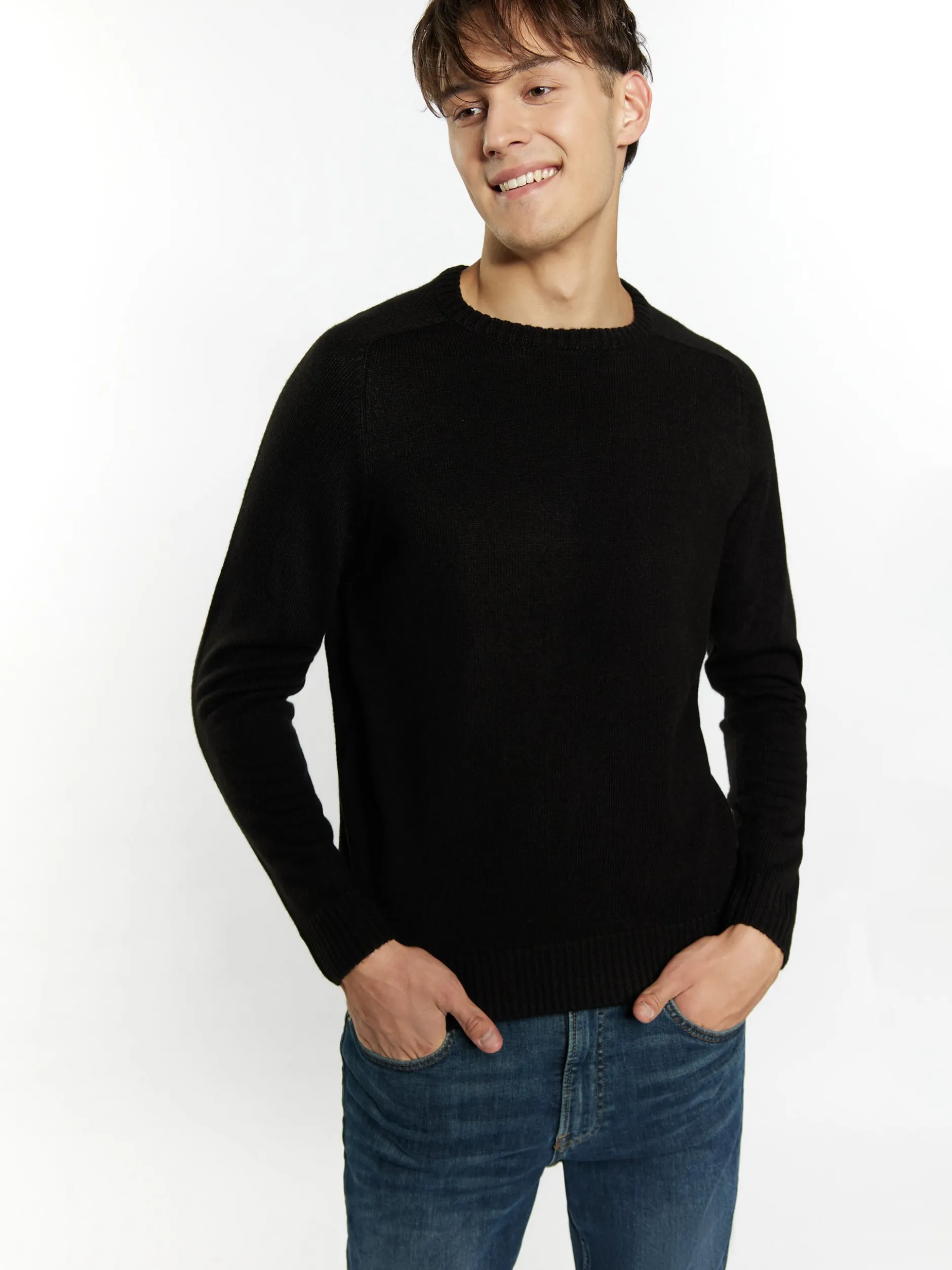 Mo Herren Pullover in schwarz - Ausschnitt: Rundhals