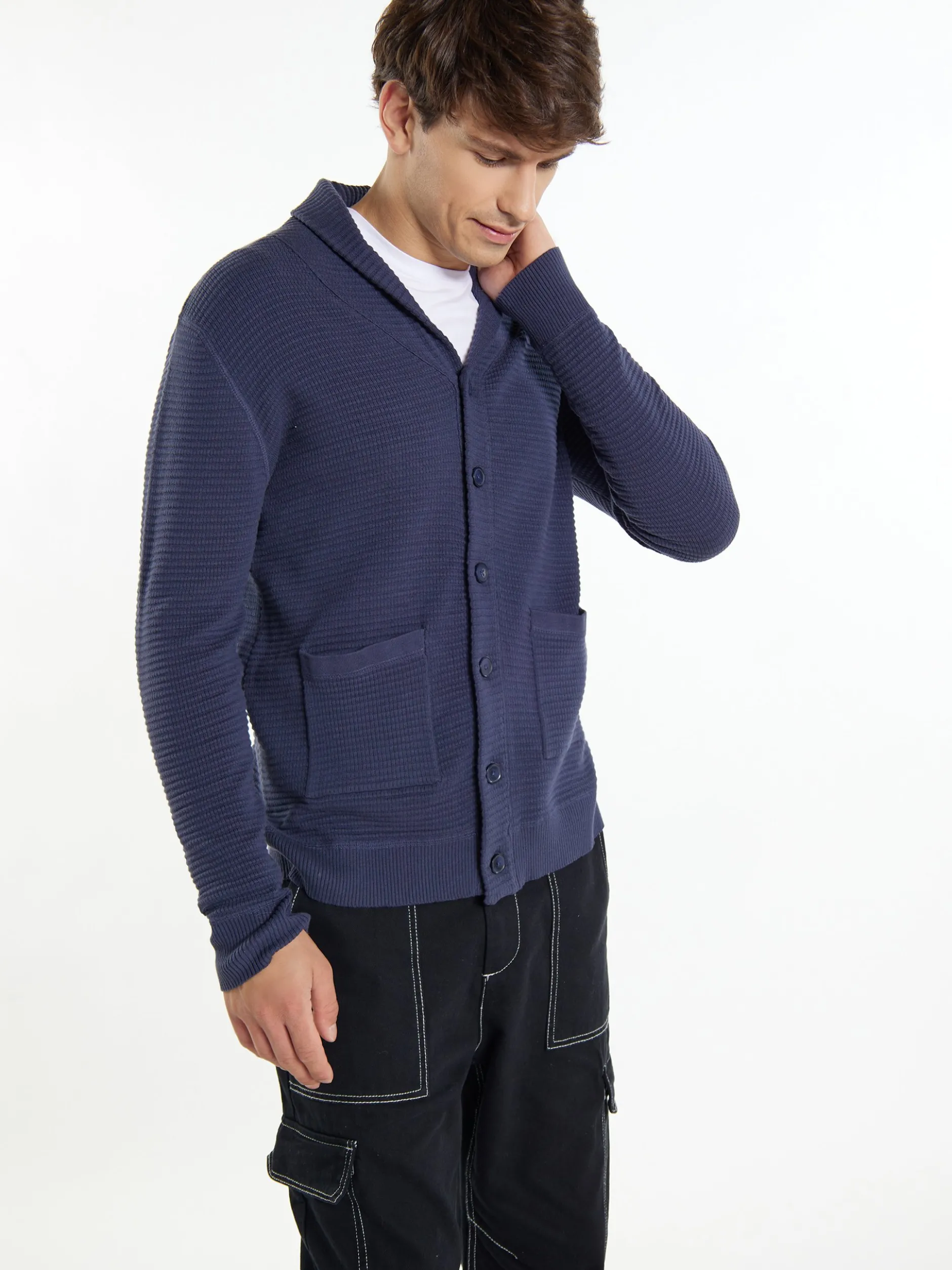 Mo Herren Strickjacke in marine
