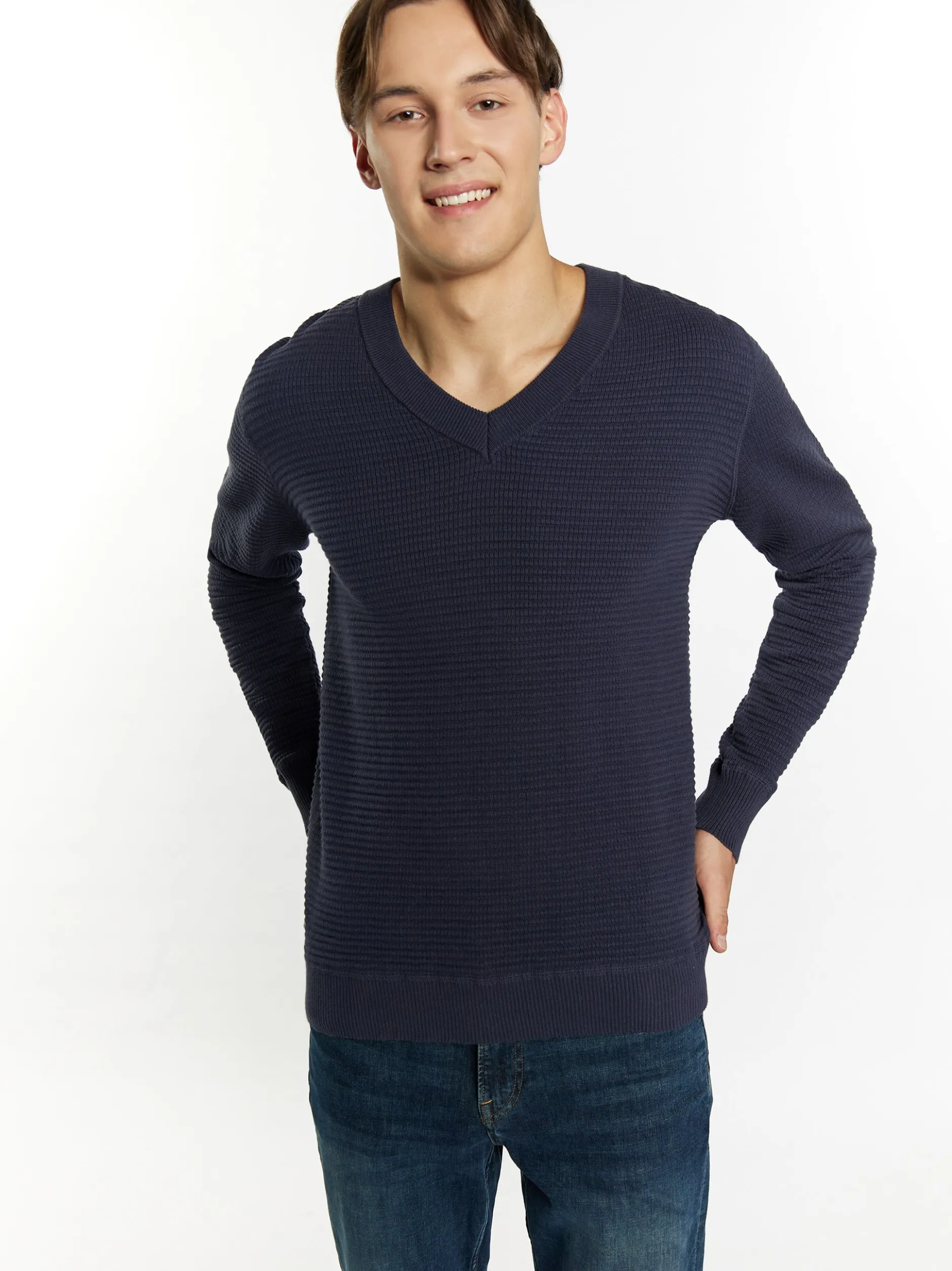 Mo Herren Strickpullover in marine