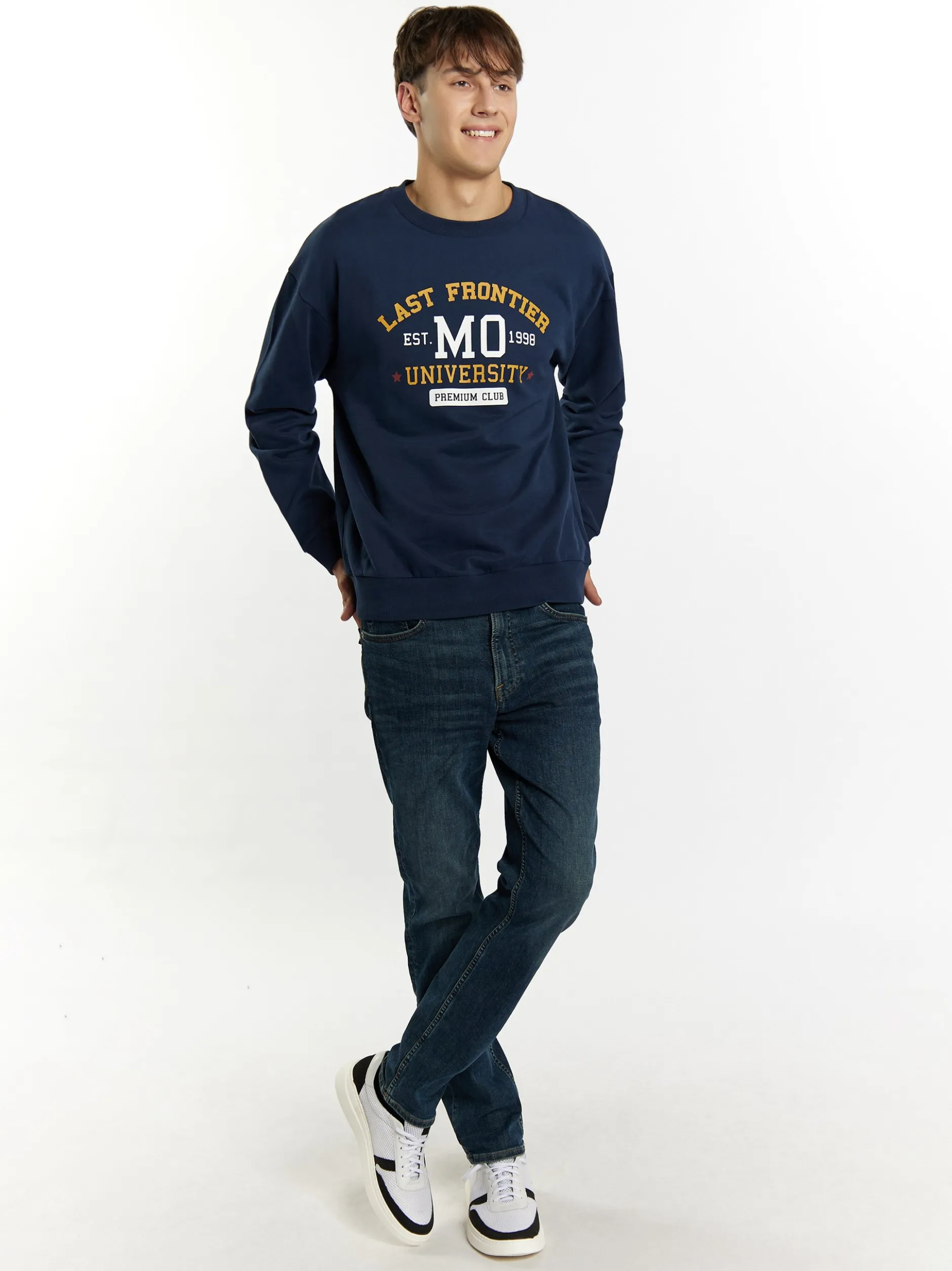 Mo Herren Sweatshirt in marine - Ausschnitt: Rundhals