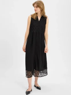 More & More Damen Blusenkleid mit Leinen-Anteil in schwarz