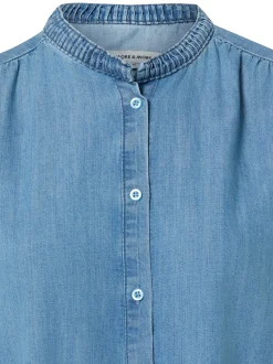 More & More Damen Jeansbluse in light stone