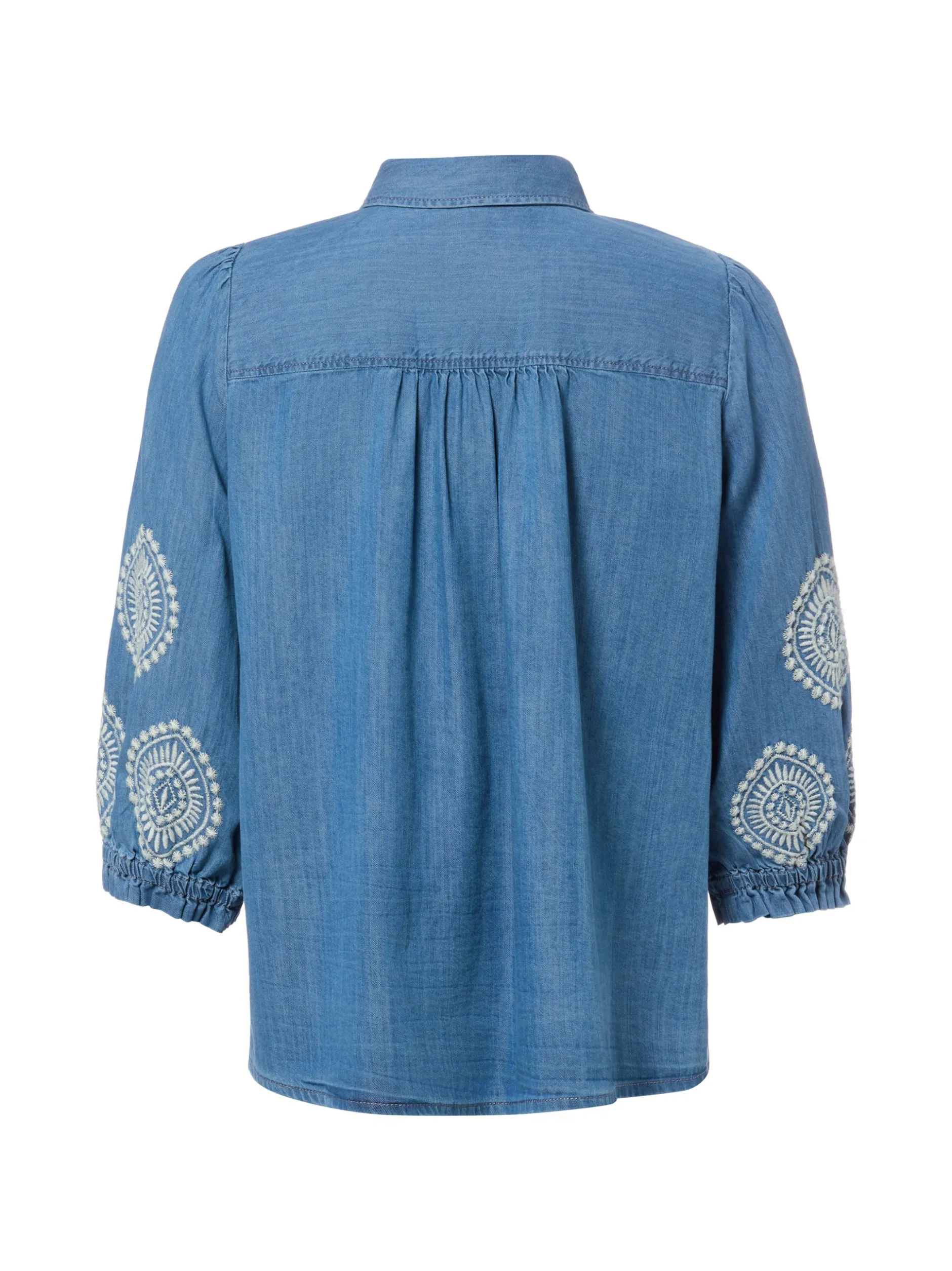 More & More Damen Jeansbluse in light stone