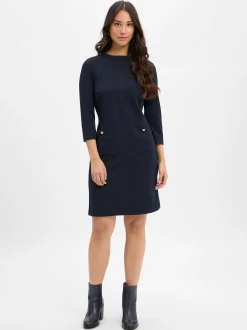 More & More Damen Jerseykleid in marine - Ärmel: 3/4 Arm
