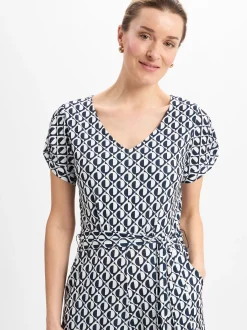 More & More Damen Jumpsuit in schwarz weiß