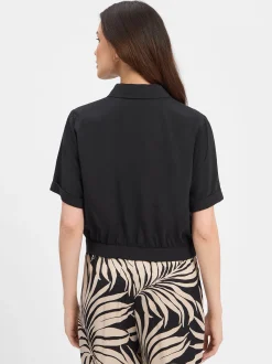 More & More Damen Kurzarmbluse in schwarz