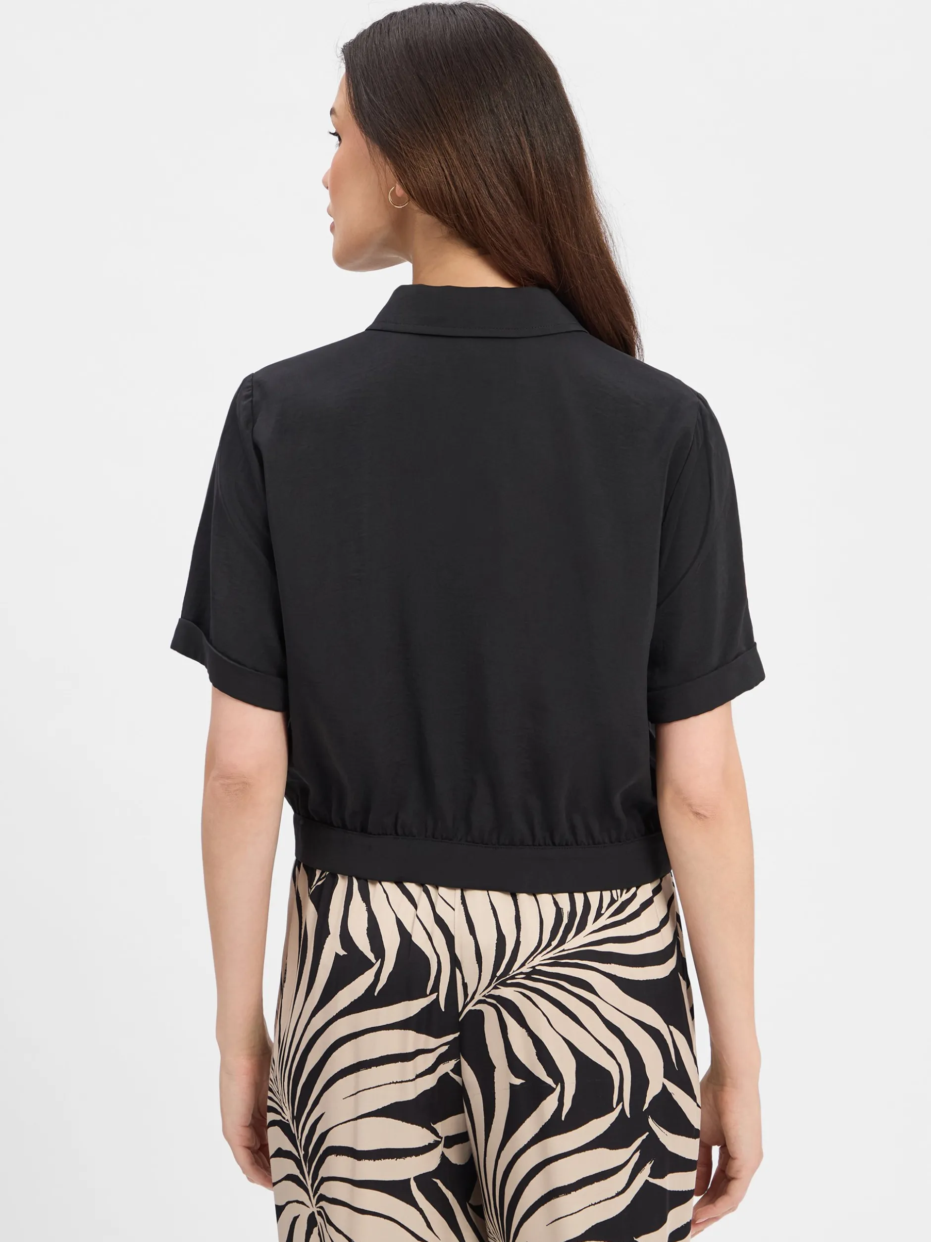 More & More Damen Kurzarmbluse in schwarz