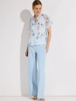 More & More Damen Kurzarmbluse in hellblau blau