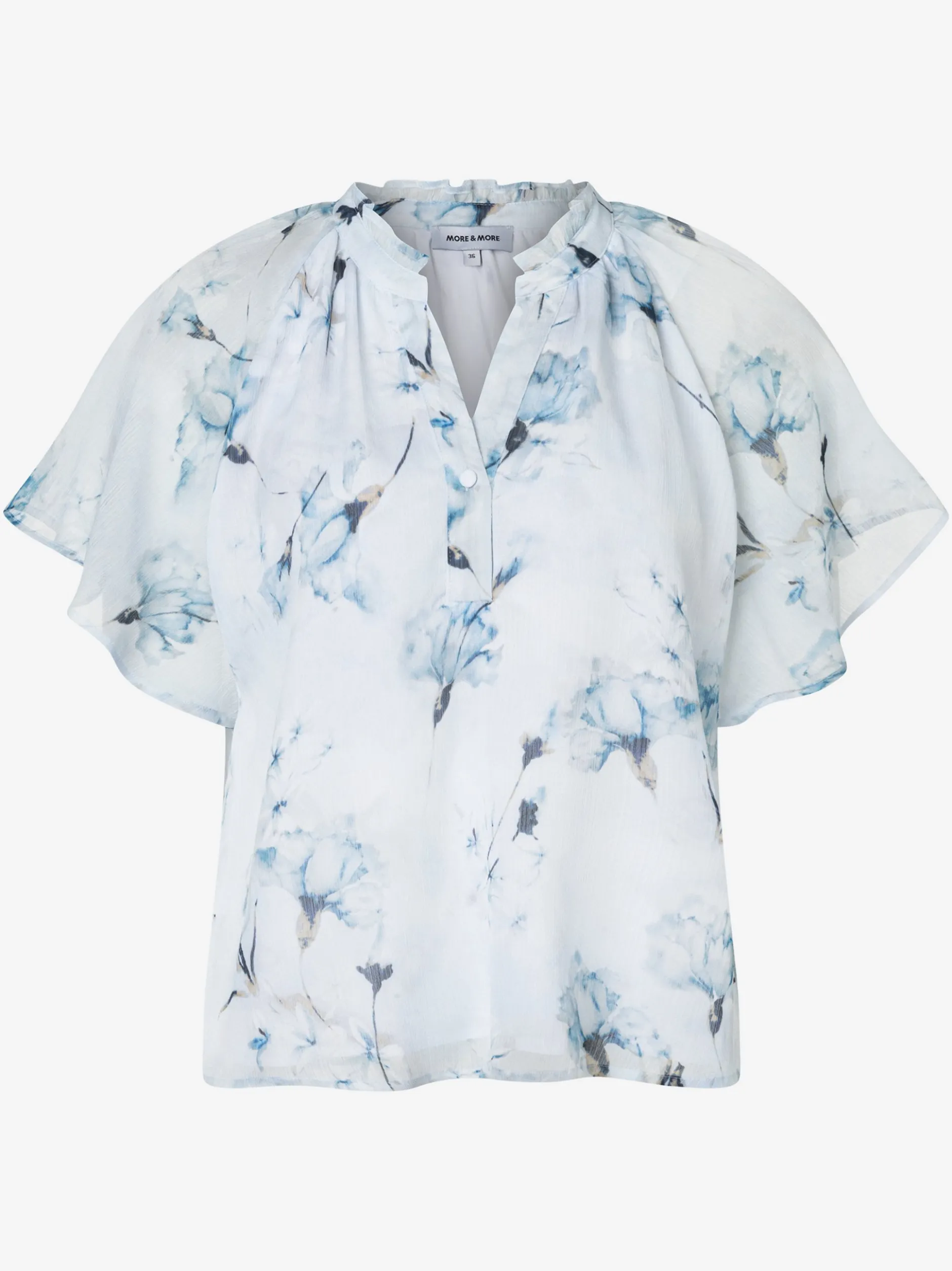 More & More Damen Kurzarmbluse in hellblau blau