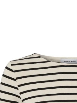 More & More Damen Langarmshirt in beige weiß