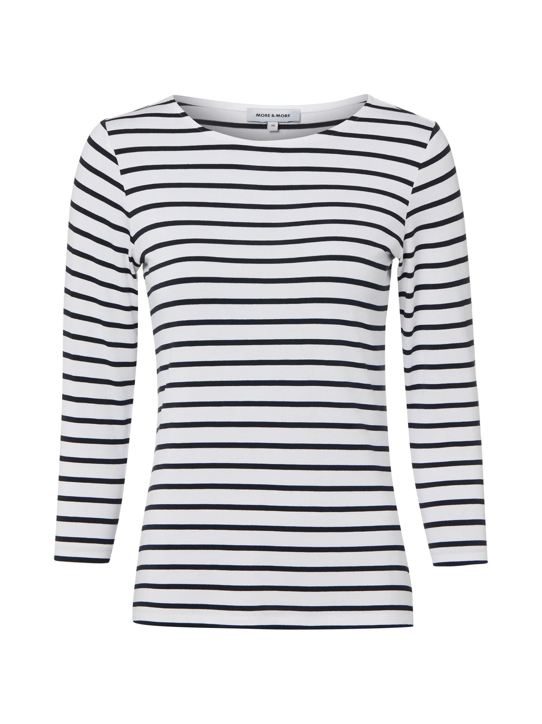 More & More Damen Langarmshirt in weiß schwarz
