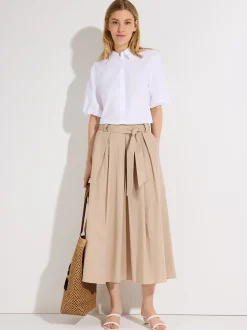 More & More Damen Midirock in beige - Länge: midi