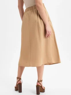 More & More Damen Midirock in camel - Länge: midi