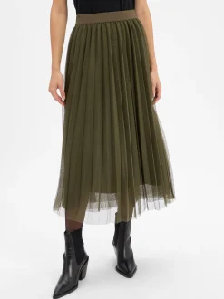 More & More Damen Midirock in khaki - Länge: midi