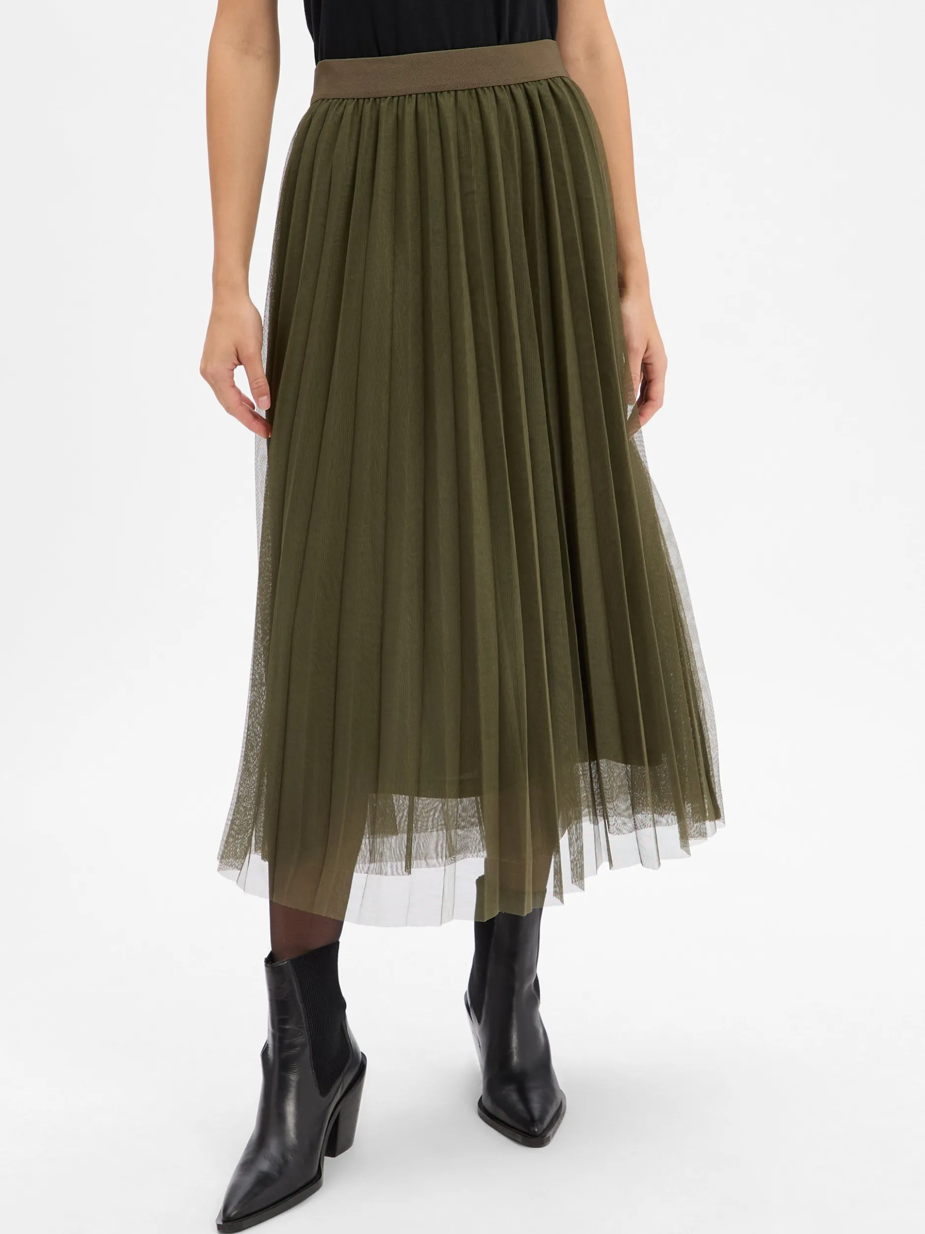 More & More Damen Midirock in khaki - Länge: midi